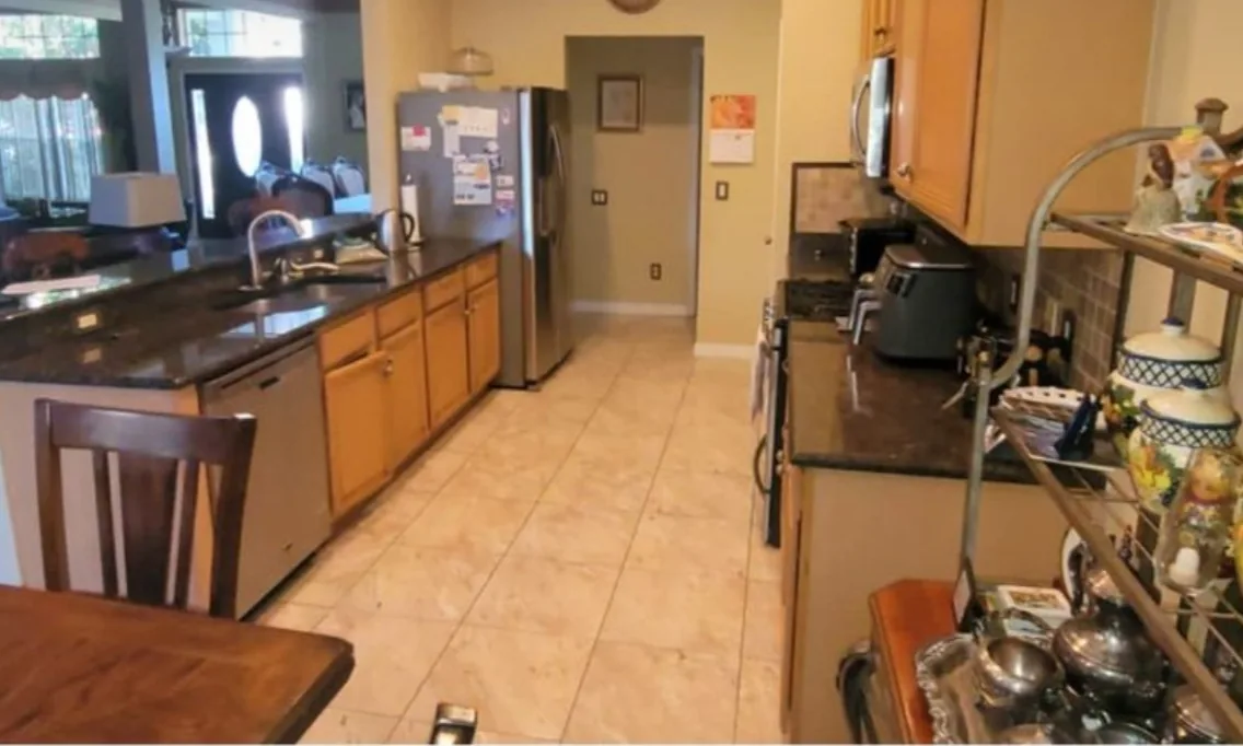Before: Kitchen before the remodel: cherry kitchen